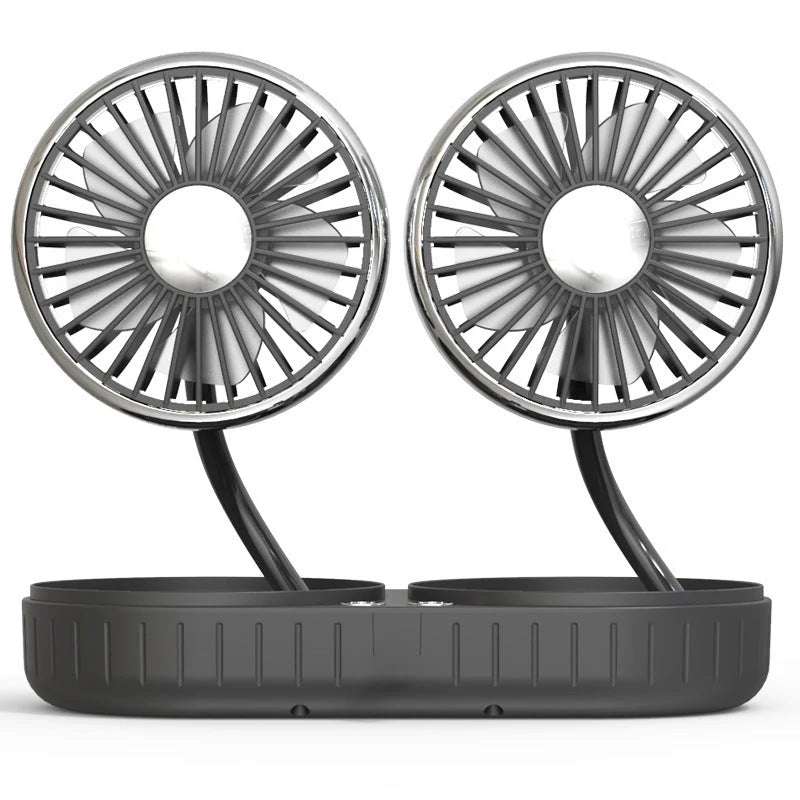 Fan Dual-Head Flexible Silicone USB-Powered 3-Speed Quiet