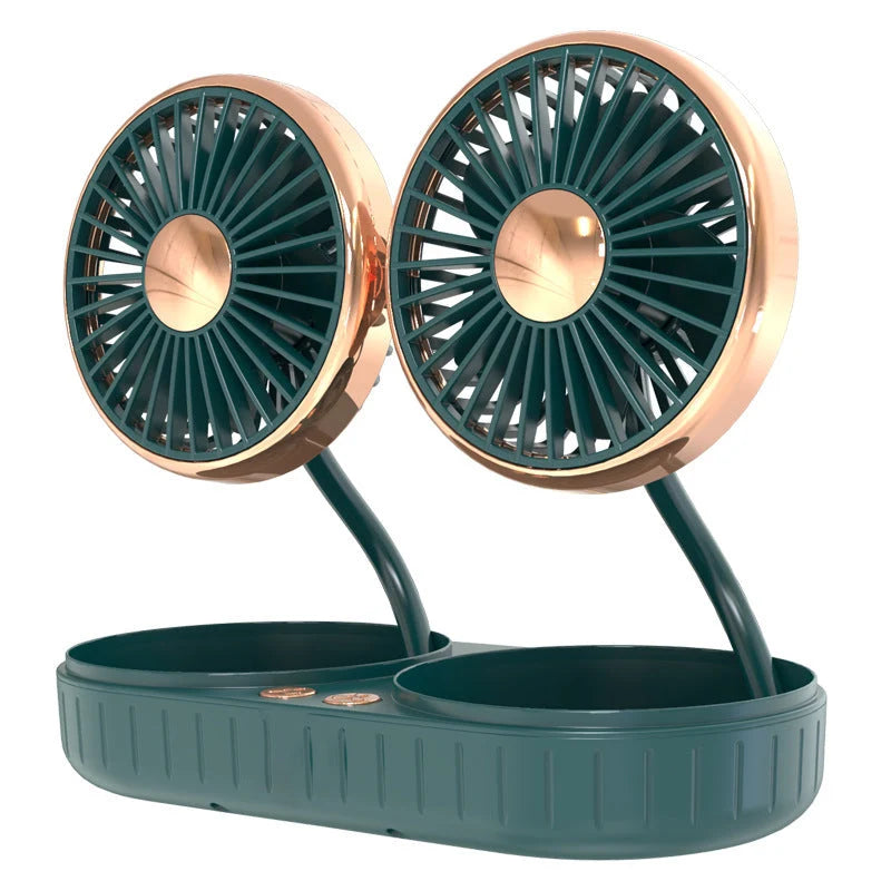Fan Dual-Head Flexible Silicone USB-Powered 3-Speed Quiet