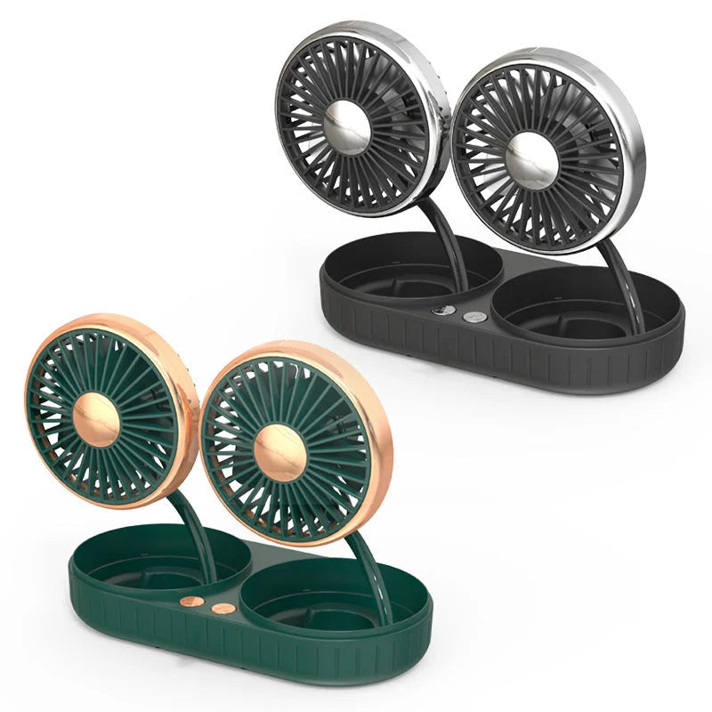 Fan Dual-Head Flexible Silicone USB-Powered 3-Speed Quiet