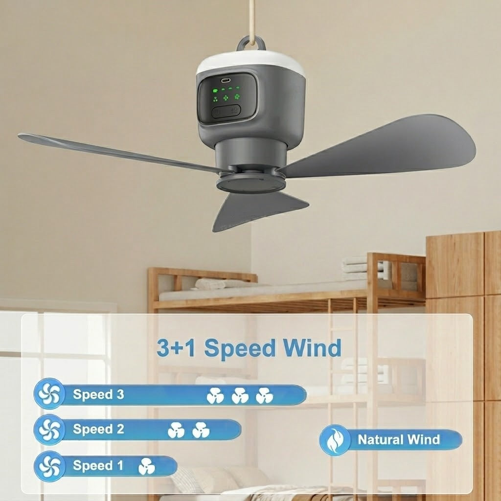 Fan Lamp Rechargeable LED Remote 30-Hour Battery