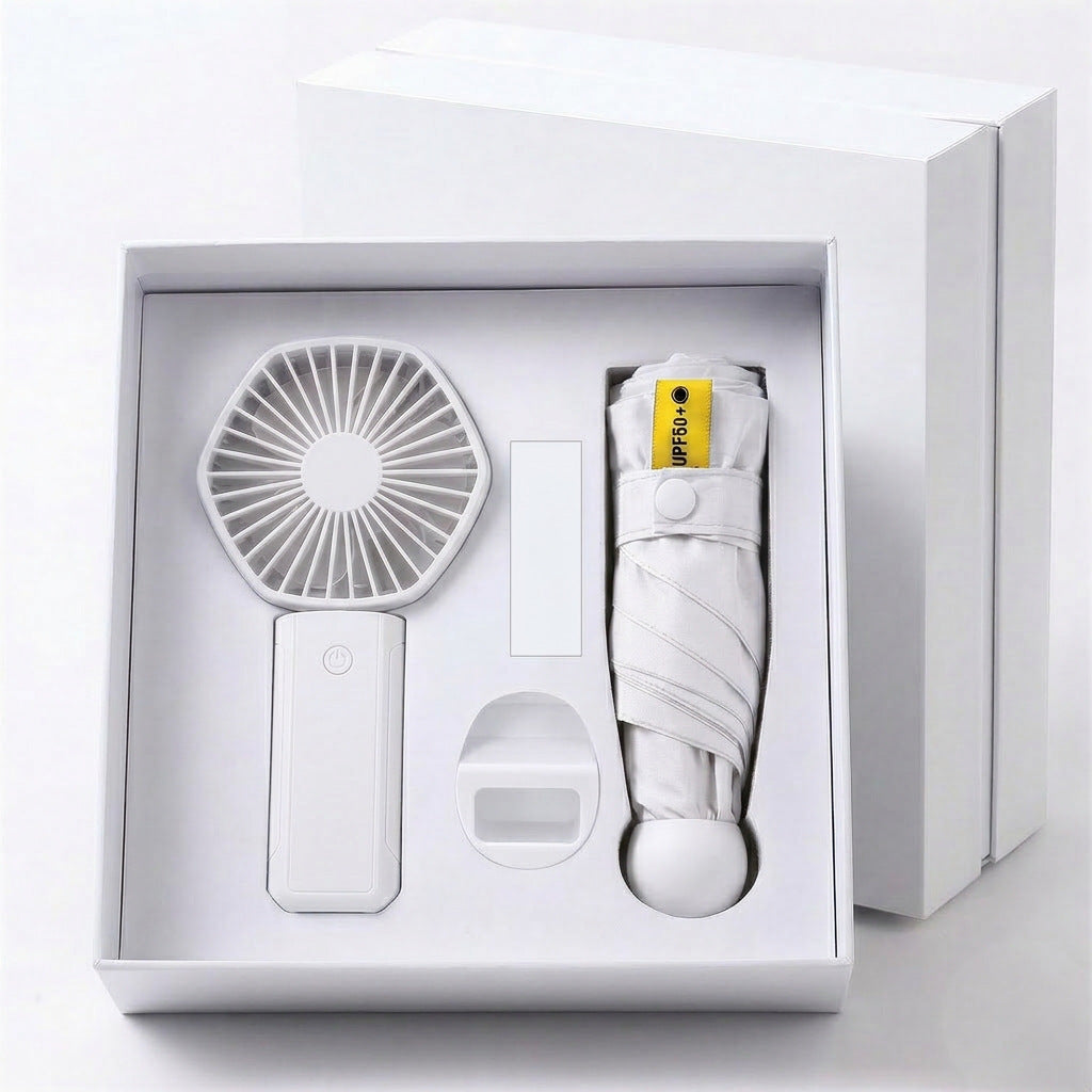 Fan & Umbrella Set Compact Multiple Speeds UV Protection Windproof