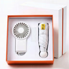 Fan & Umbrella Set Compact Multiple Speeds UV Protection Windproof
