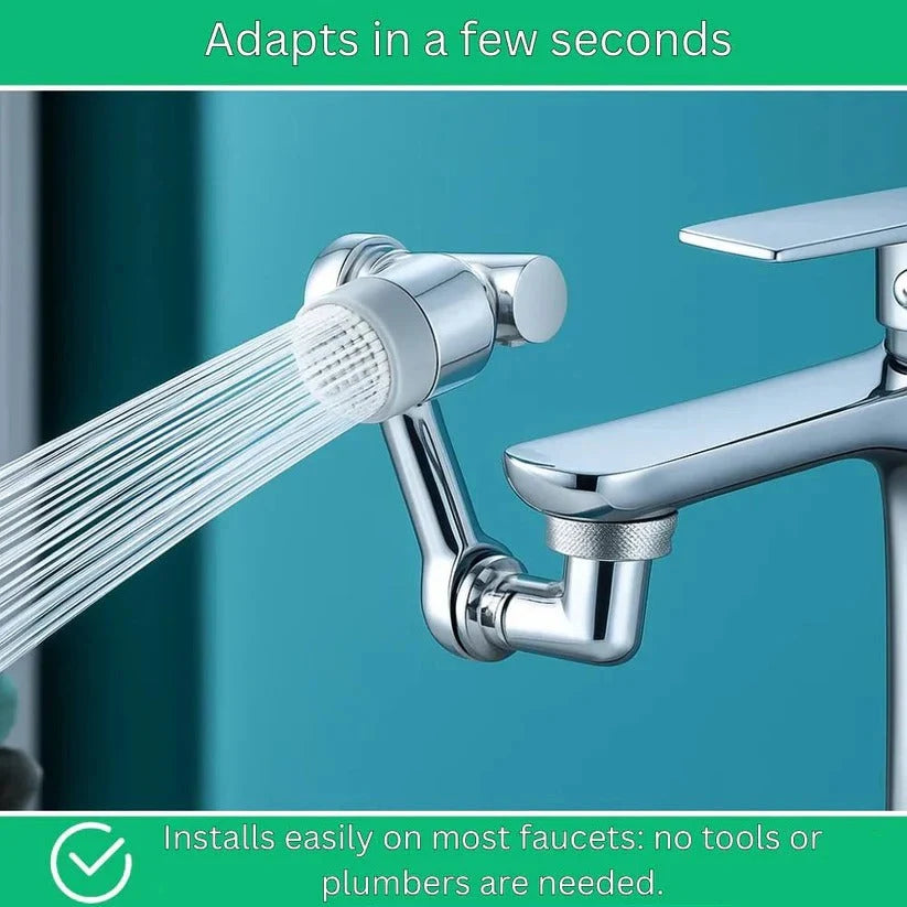 Faucet Aerator 1440-Degree Swivel Dual Spray Tool-Free Install