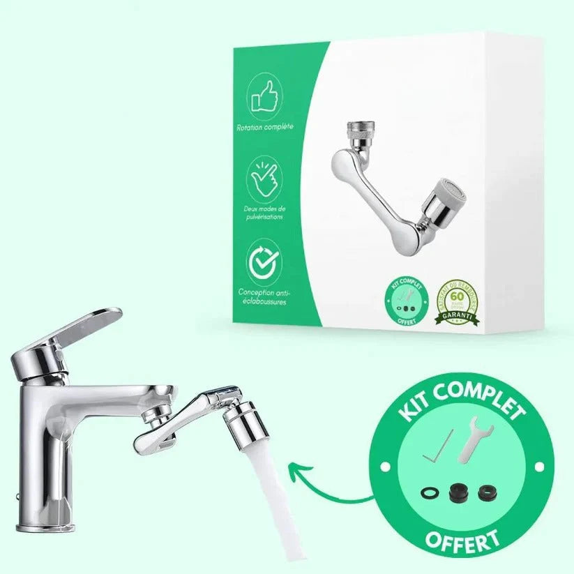 Faucet Aerator 1440-Degree Swivel Dual Spray Tool-Free Install