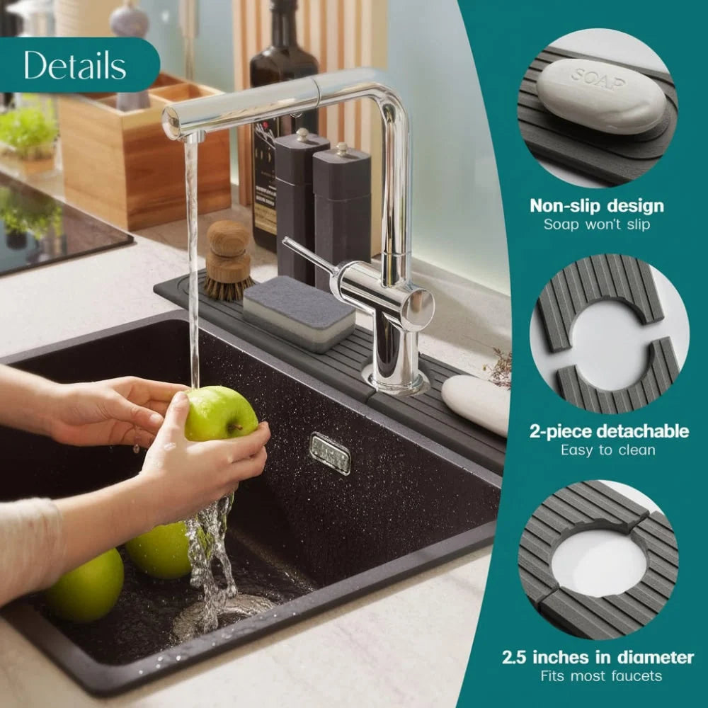 Faucet Splash Guard Mat Absorbent Diatomite & Low-Profile Design