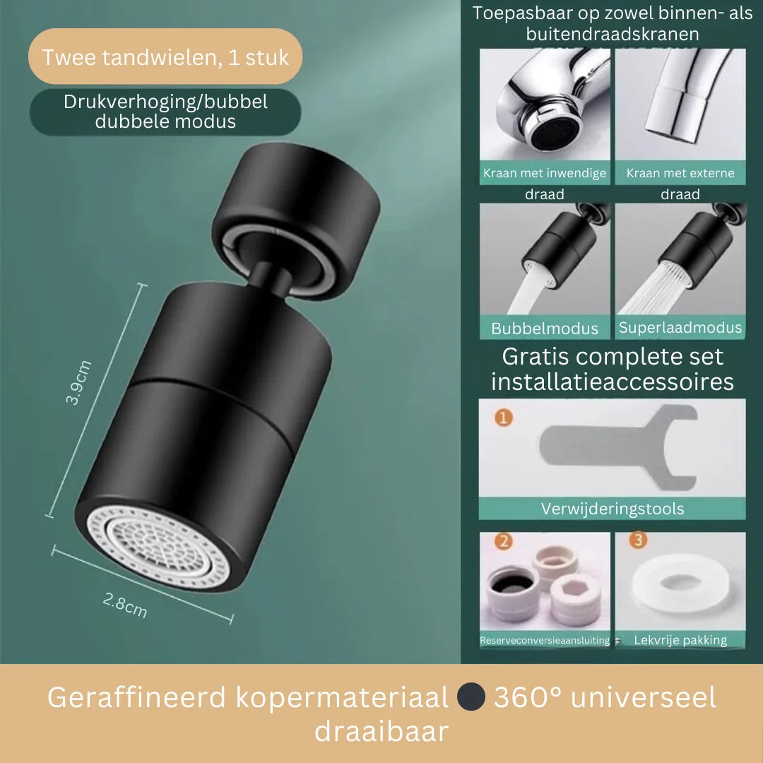 Faucet Spray Nozzle 720° Swivel Dual Spray & Anti-Splash