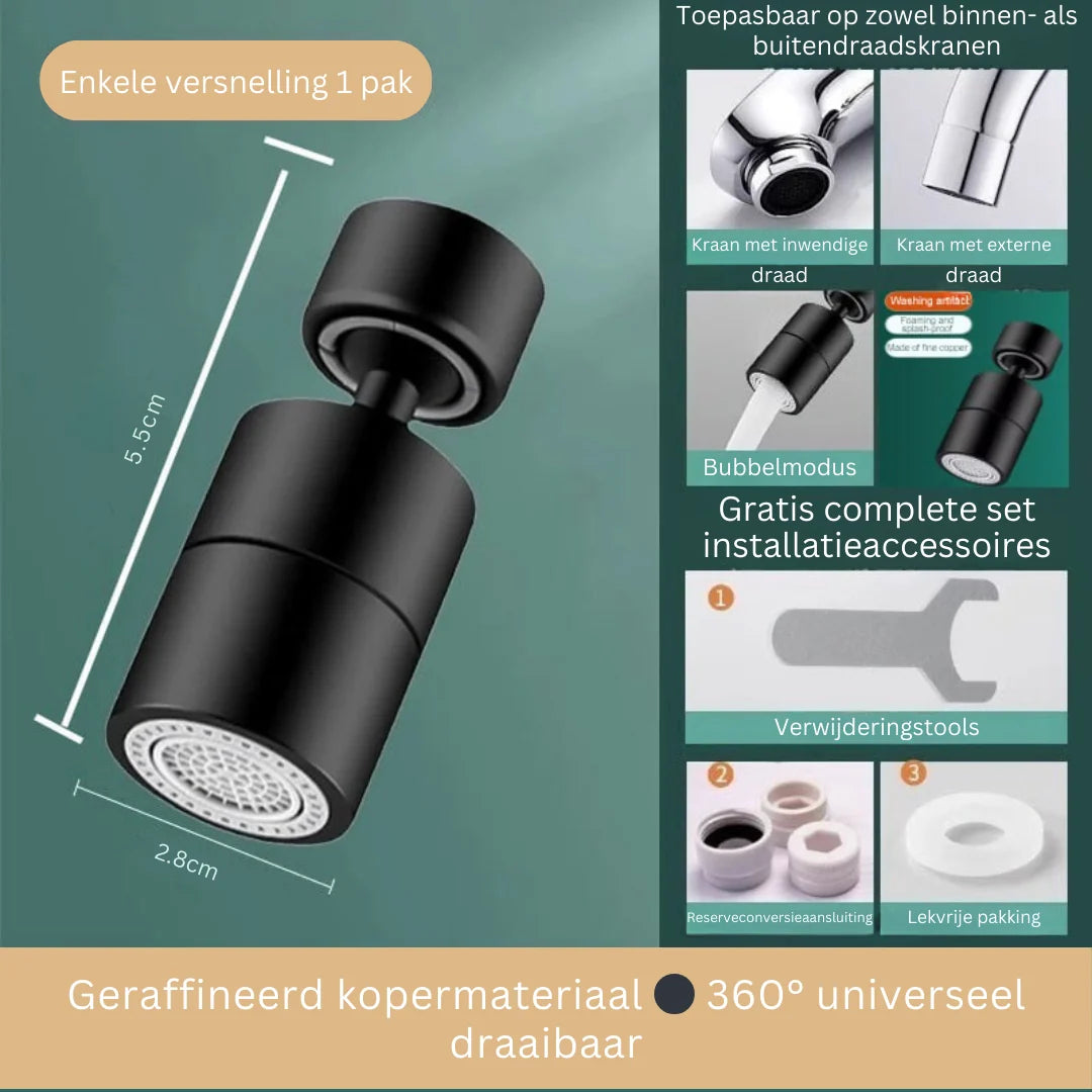 Faucet Spray Nozzle 720° Swivel Dual Spray & Anti-Splash