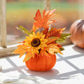 Faux Floral Centerpiece 8 Inch Lifelike Sunflower & Pumpkin