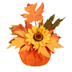 Faux Floral Centerpiece 8 Inch Lifelike Sunflower & Pumpkin