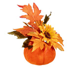 Faux Floral Centerpiece 8 Inch Lifelike Sunflower & Pumpkin