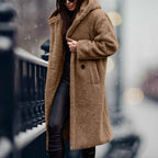 Faux Fur Coat Removable Hood Plush Lining
