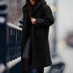 Faux Fur Coat Removable Hood Plush Lining
