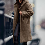 Faux Fur Coat Removable Hood Plush Lining