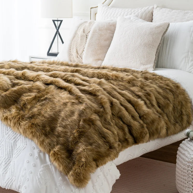 Faux Fur Throw Luxuriously Soft Machine Washable