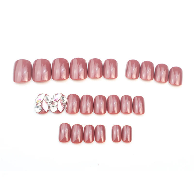 Faux Nail Set Durable Rhinestone Glam Multiple Sizes