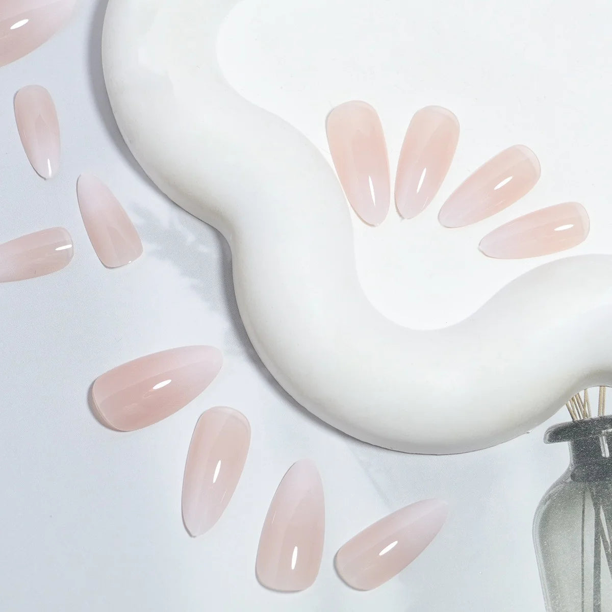 Faux Nail Tips Almond Shape Natural Finish 24 Pieces