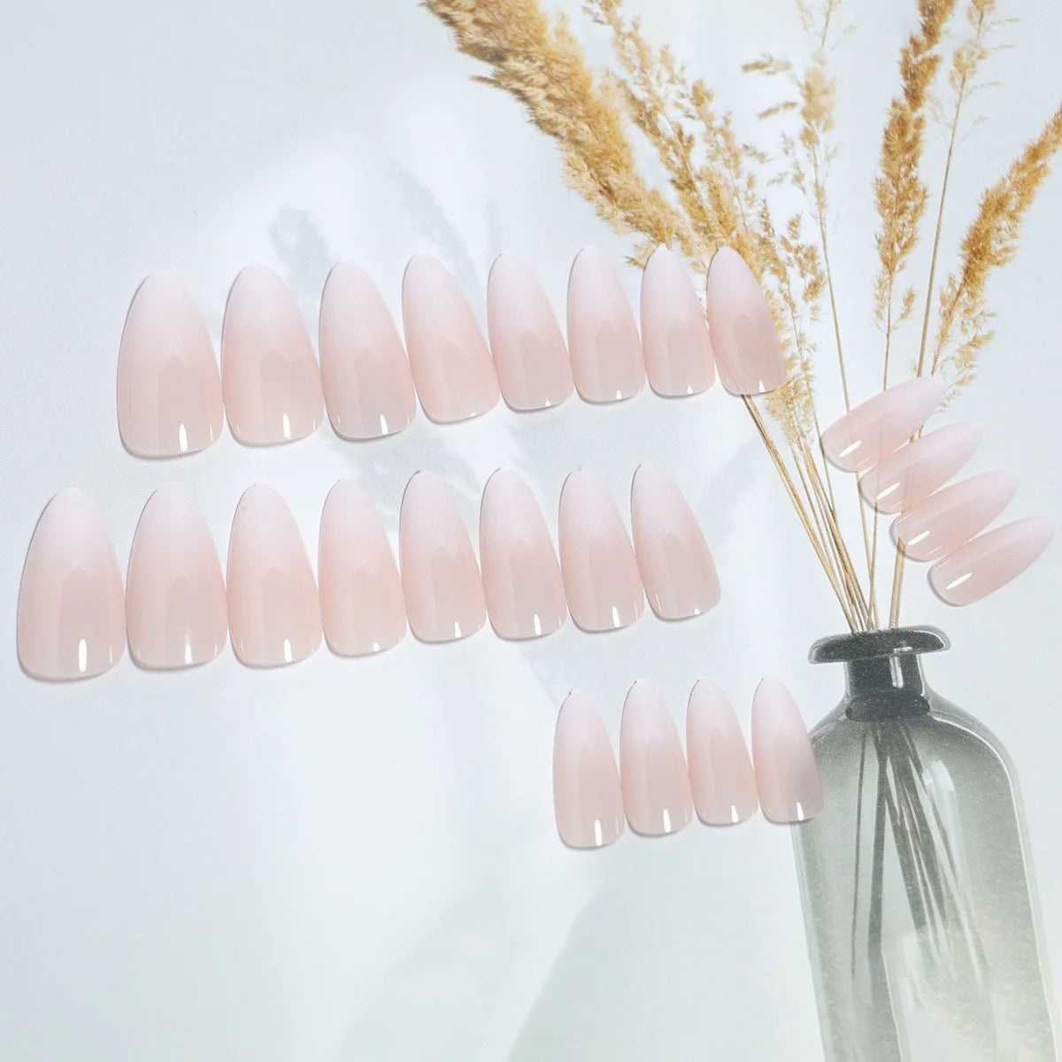 Faux Nail Tips Almond Shape Natural Finish 24 Pieces
