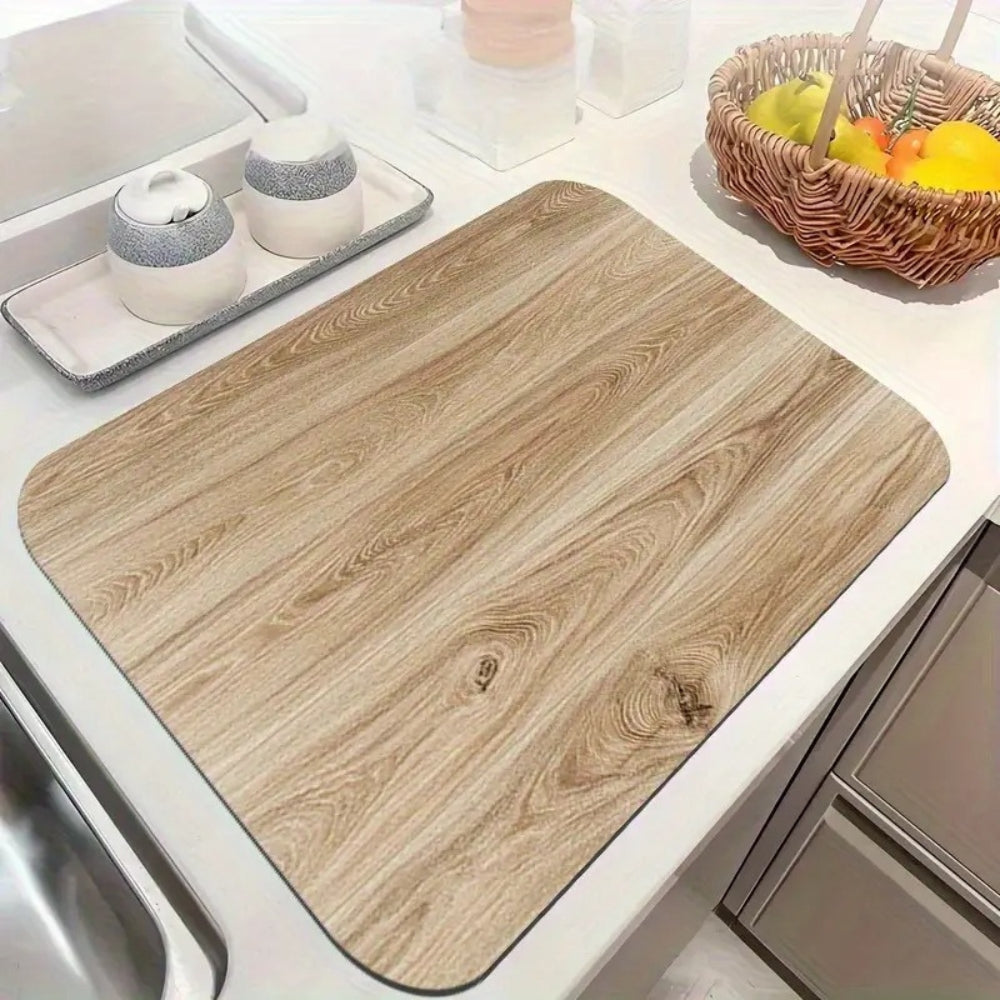 Faux Wood Grain Non-Slip Silicone Appliance Mat (19.7×23.6 in)