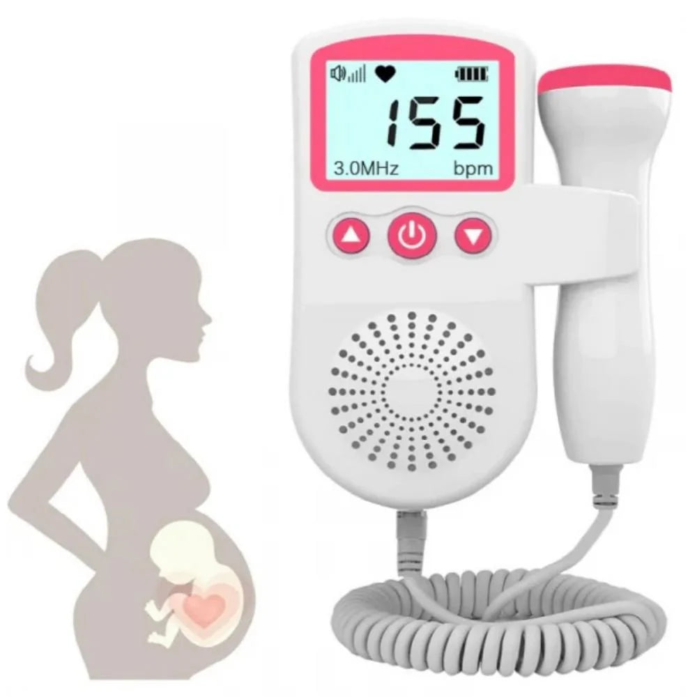 Fetal Doppler Monitor Clear Audio Backlit LCD Battery-Powered