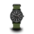 Field Watch Woven Fabric Strap Day-Date Display 24-Hour Dial
