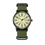 Field Watch Woven Fabric Strap Day-Date Display 24-Hour Dial