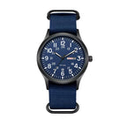 Field Watch Woven Fabric Strap Day-Date Display 24-Hour Dial