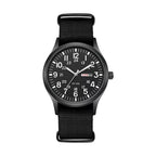 Field Watch Woven Fabric Strap Day-Date Display 24-Hour Dial