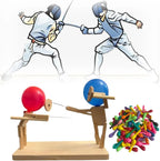 Fighter Puppet Handmade Wood Includes Balloons