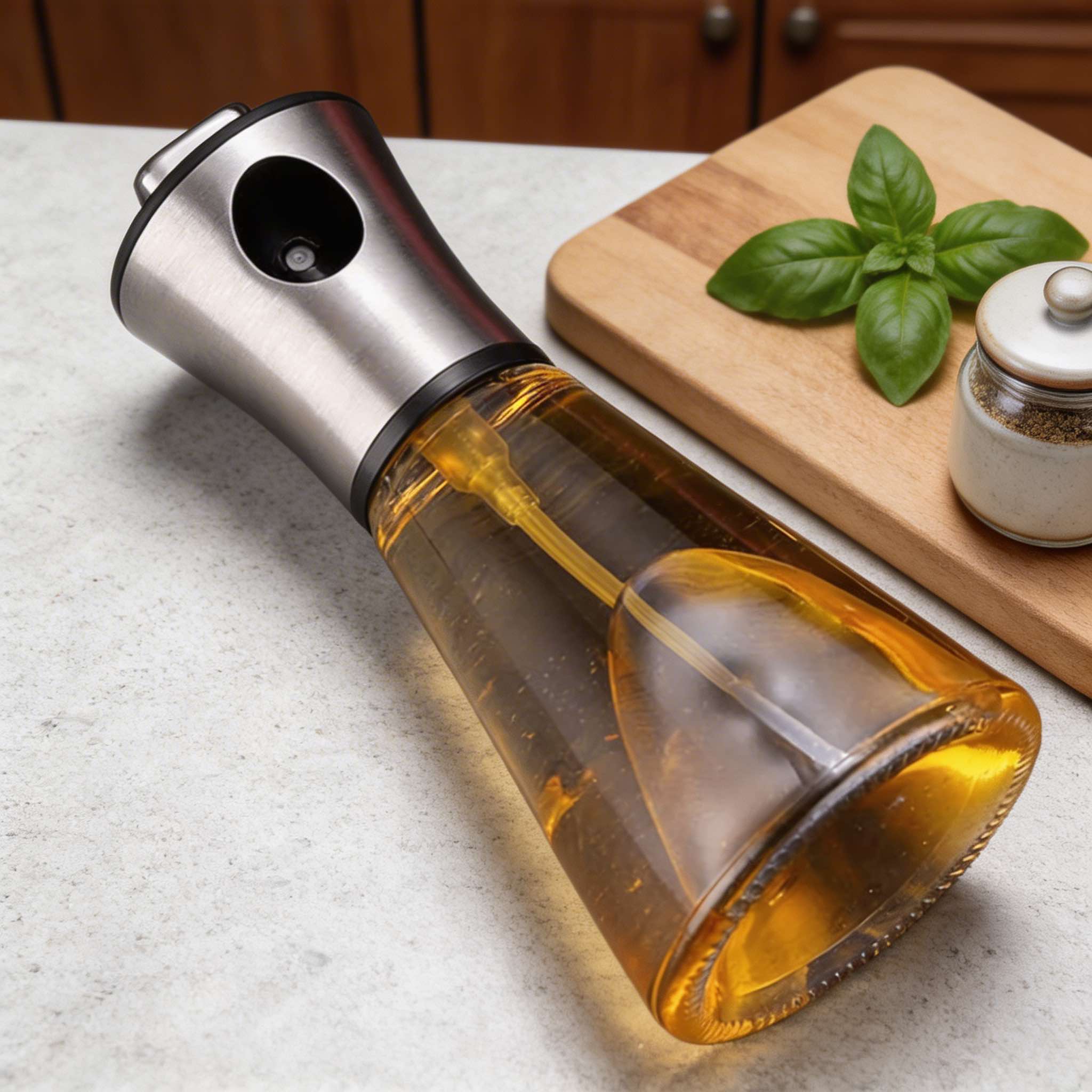 Fine Mist Stainless Steel & Glass Oil Spray Bottle (200 ml)