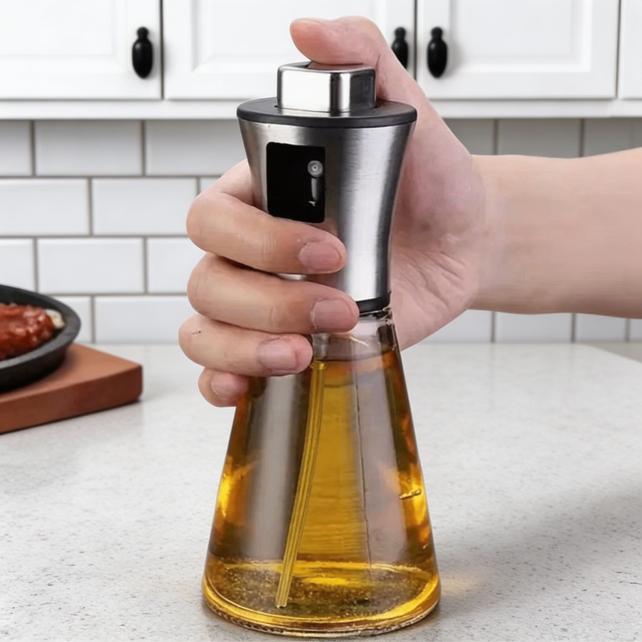 Fine Mist Stainless Steel & Glass Oil Spray Bottle (200 ml)