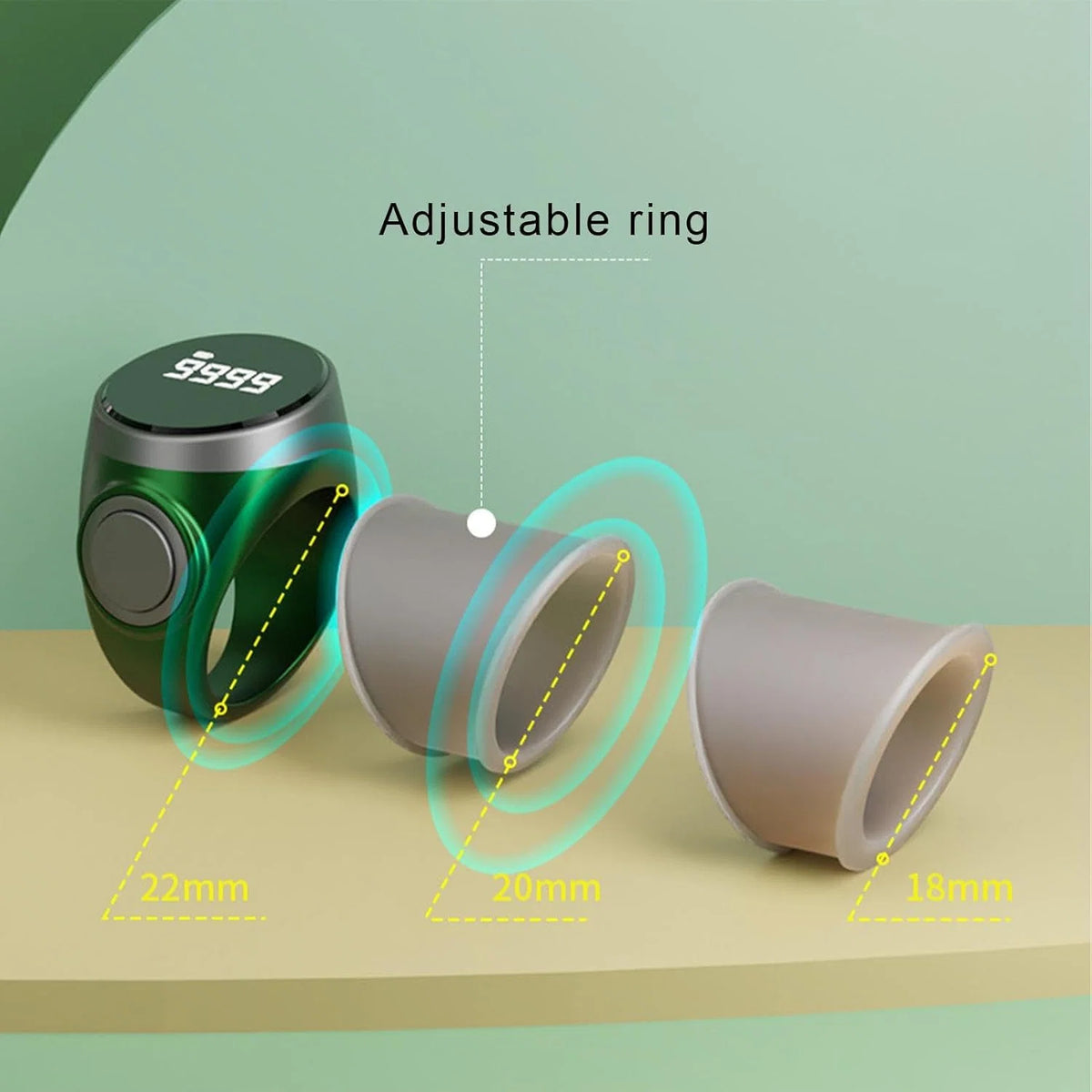 Finger Counter Ring Rechargeable Digital Display 2-Pack