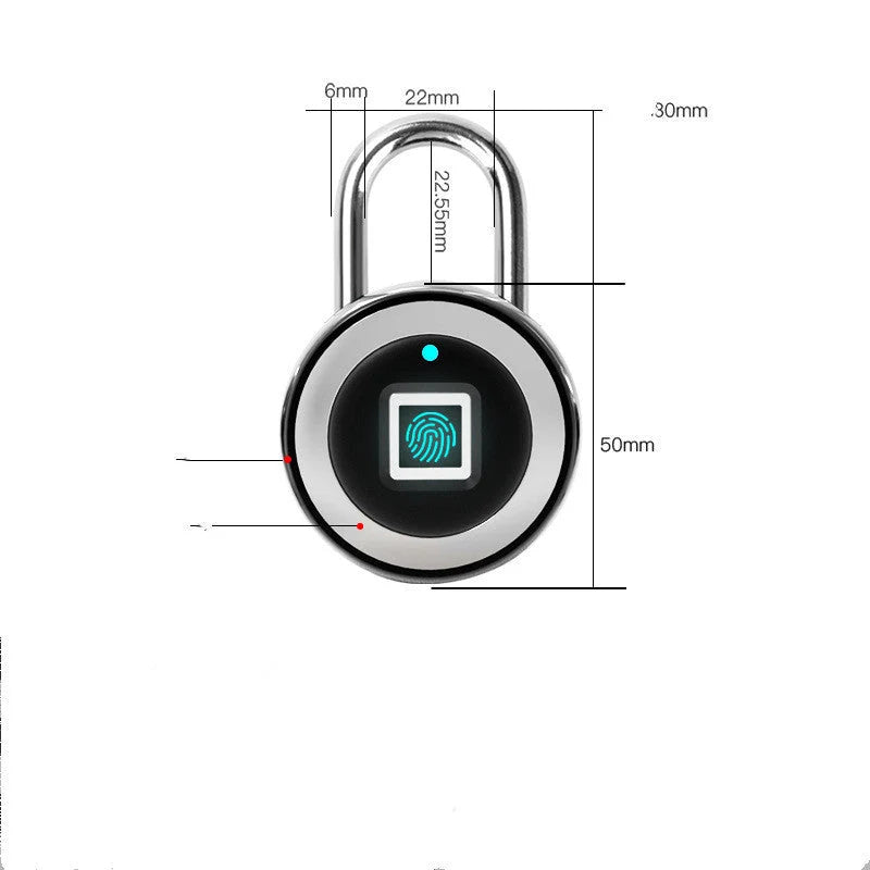 Fingerprint Padlock IP68 Waterproof Anti-Shear Zinc Alloy