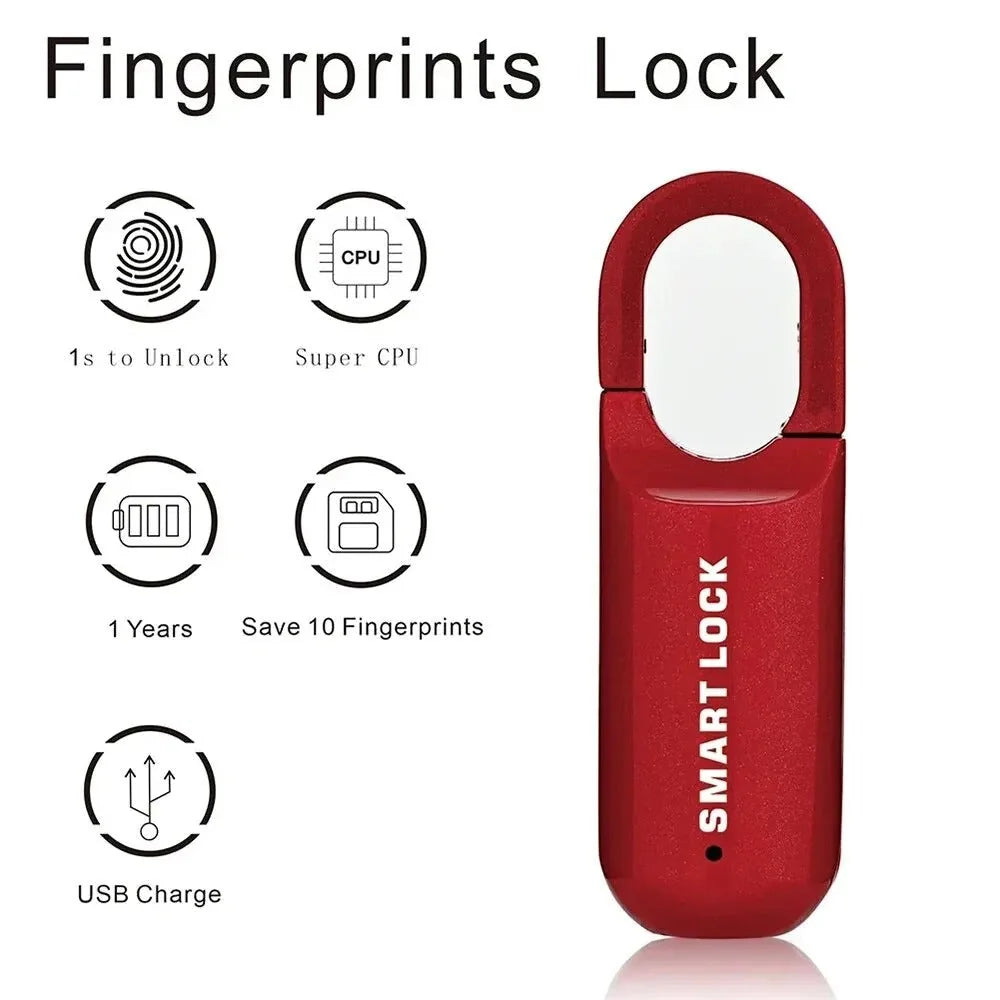 Fingerprint Padlock Instant Unlock 0.2s Zinc Alloy Rechargeable