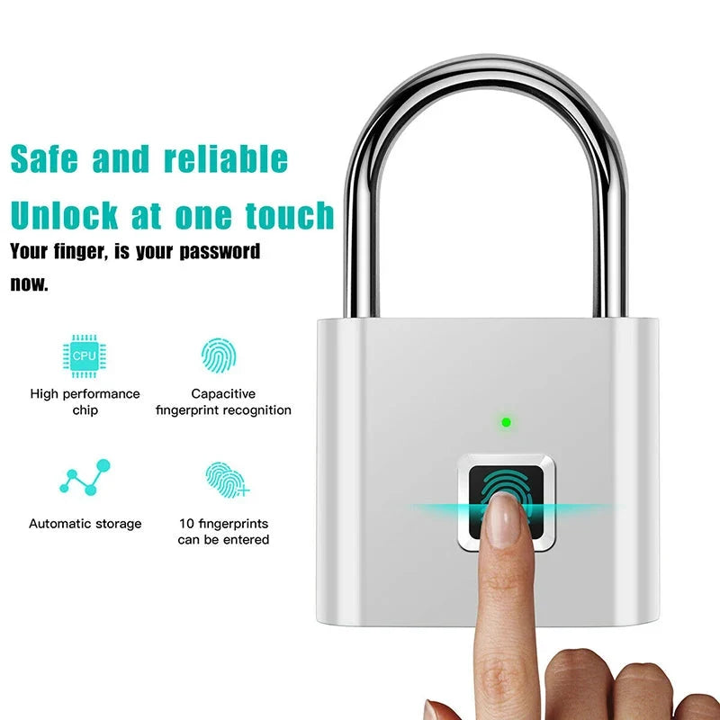 Fingerprint Padlock Instant Unlock App Control & Rechargeable