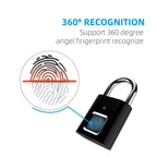 Fingerprint Padlock Instant Unlock App Control & Rechargeable