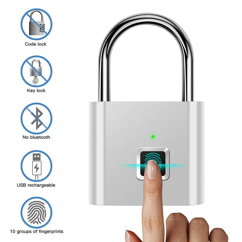 Fingerprint Padlock Keyless Biometric 6-Month Battery
