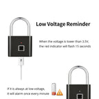 Fingerprint Padlock Keyless Biometric 6-Month Battery