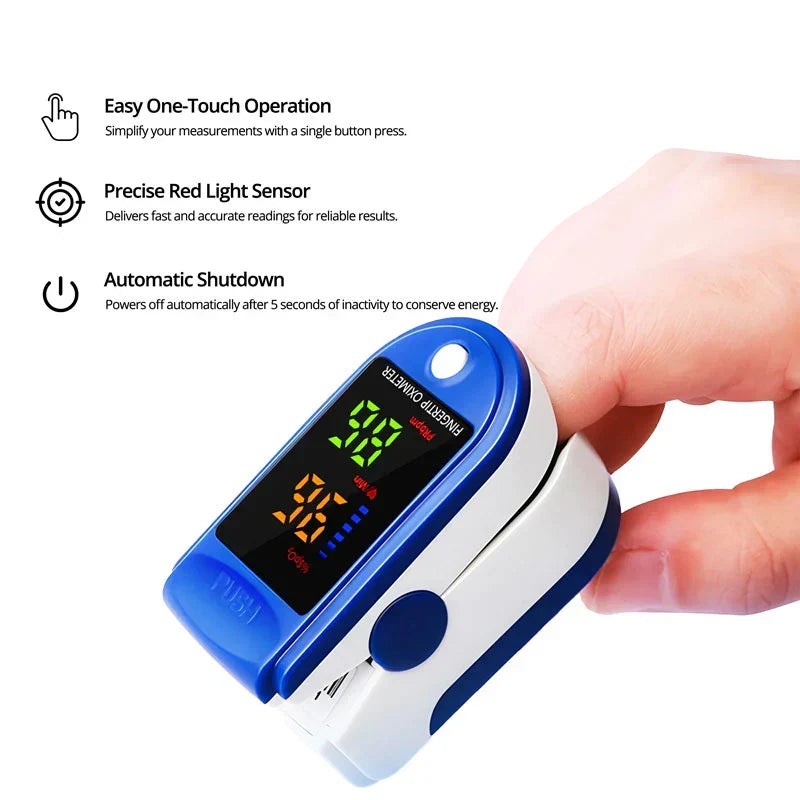 Fingertip Pulse Oximeter Clip-On HD LED Portable