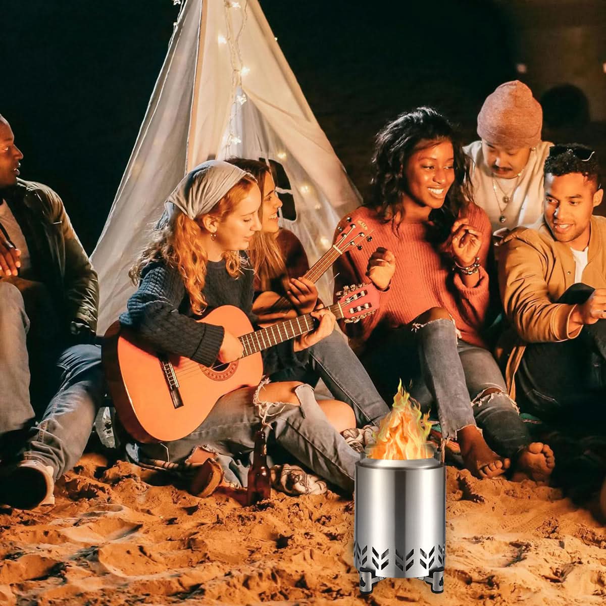 Fire Bowl Portable Elevated Stand Heat-Resistant Metal
