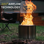 Fire Pit Stainless Steel Smokeless Double-Wall Airflow