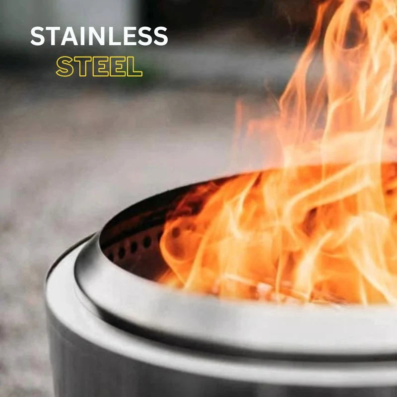 Fire Pit Stainless Steel Smokeless Double-Wall Airflow