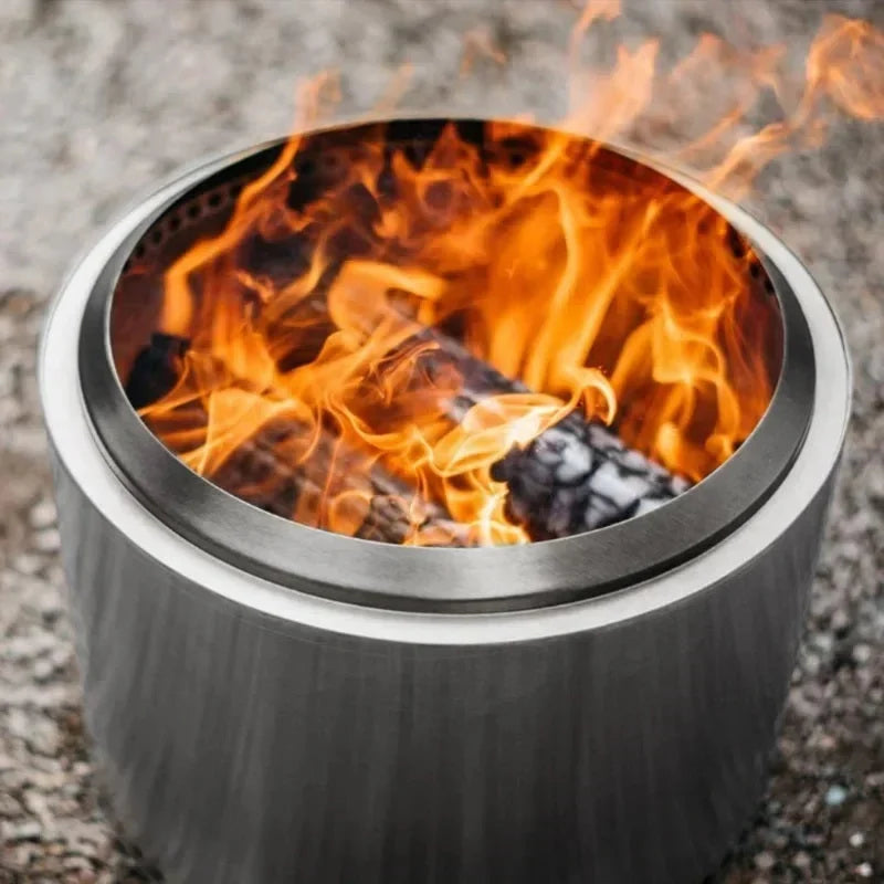 Fire Pit Stainless Steel Smokeless Double-Wall Airflow