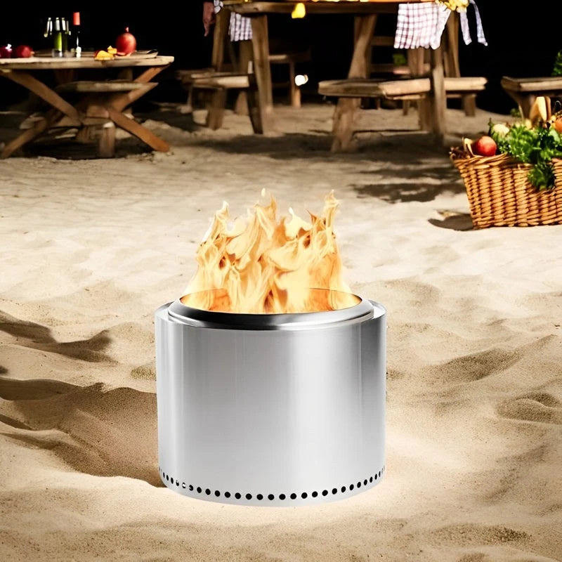 Fire Pit Stainless Steel Smokeless Double-Wall Airflow
