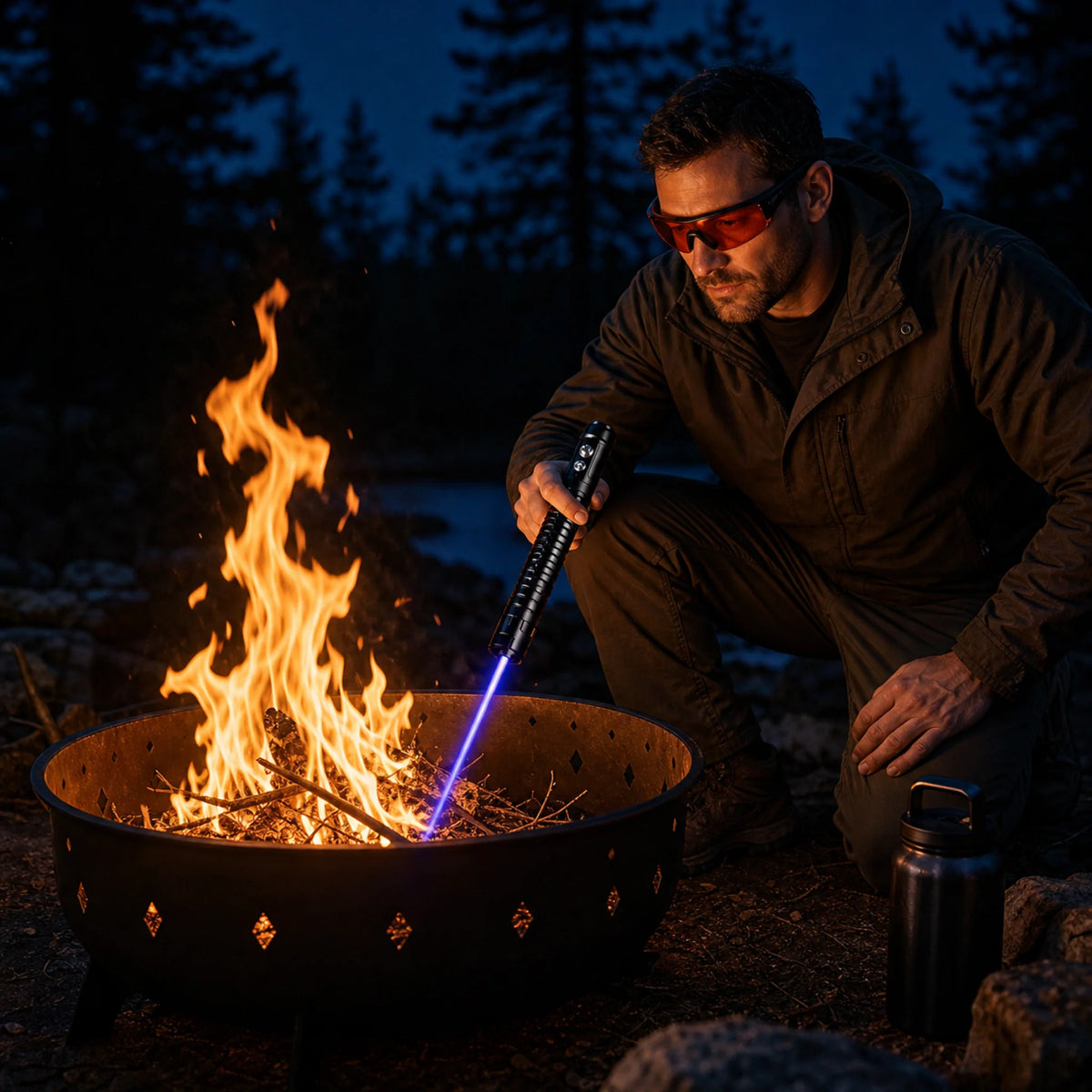 Fire Starter Directed Blue Beam Compact Ribbed Aluminum
