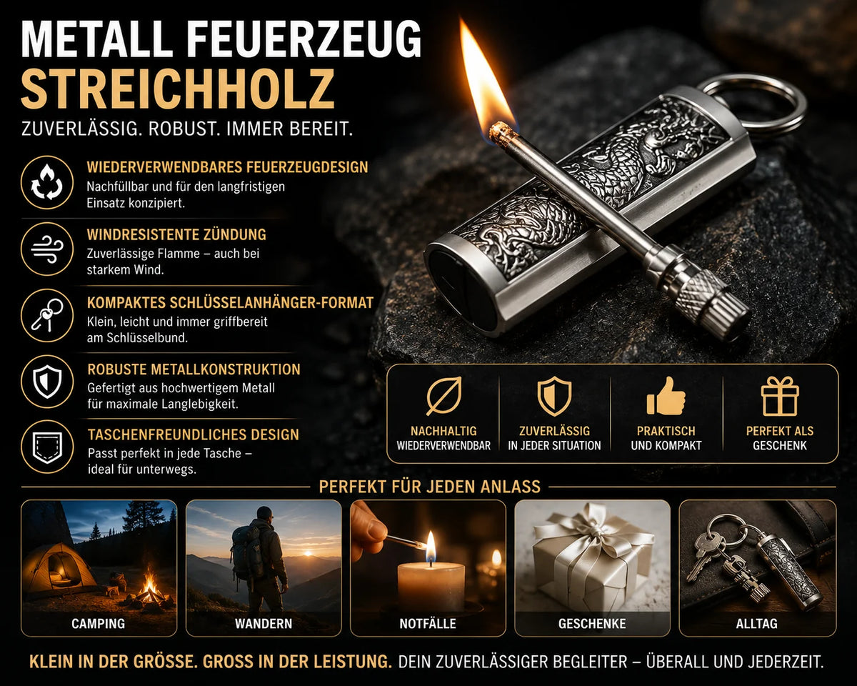 Fire Starter Keychain Refillable Windproof Waterproof