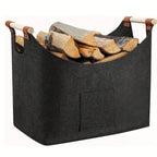 Firewood Basket 55 Liter Felt Bottom Wooden Handles