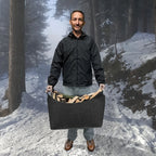 Firewood Basket 55 Liter Felt Bottom Wooden Handles