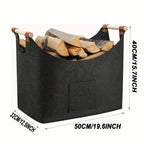 Firewood Basket 55 Liter Felt Bottom Wooden Handles