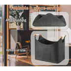Firewood Basket 55 Liter Felt Bottom Wooden Handles
