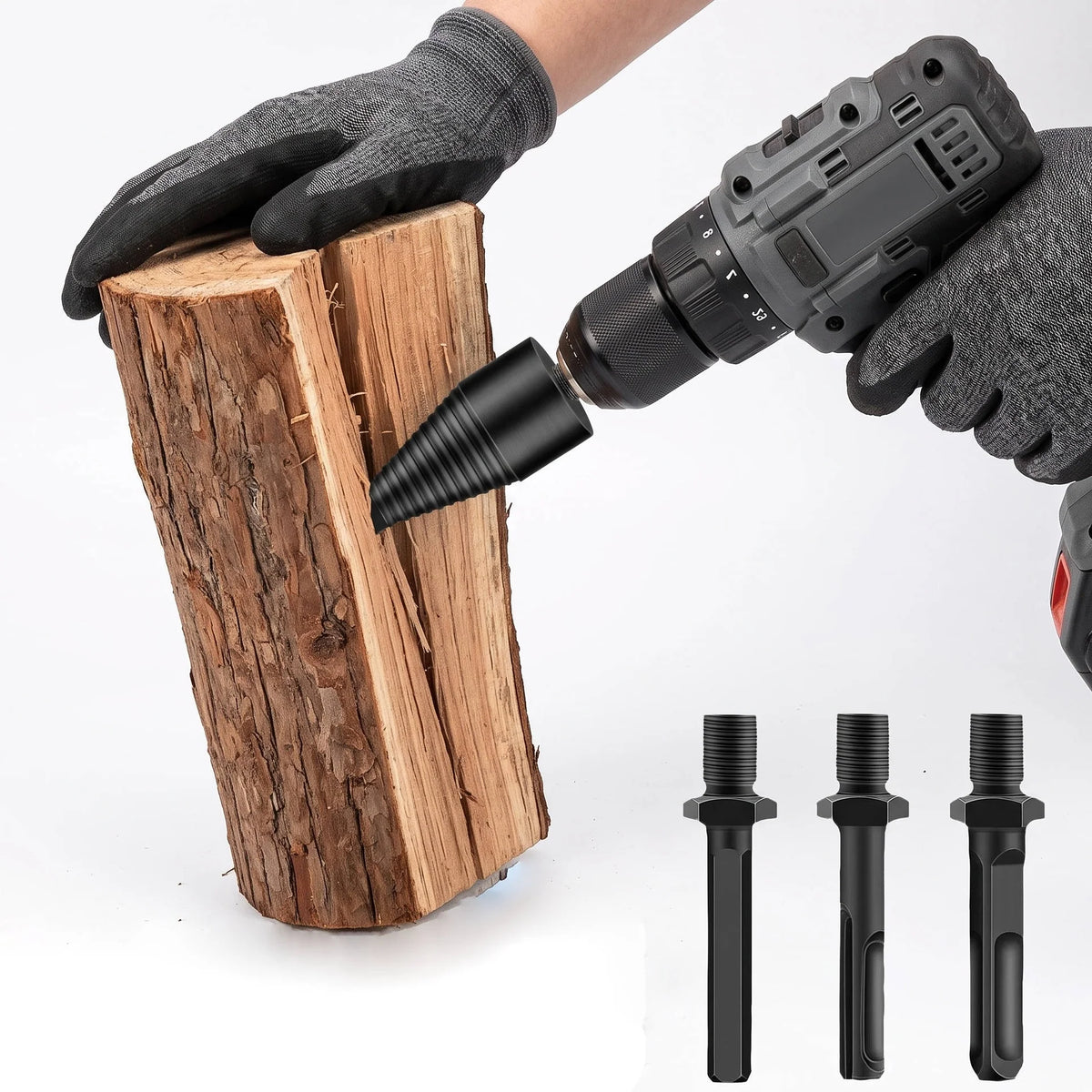 Firewood Drill Bit Carbon Steel Universal Fit Detachable Handle